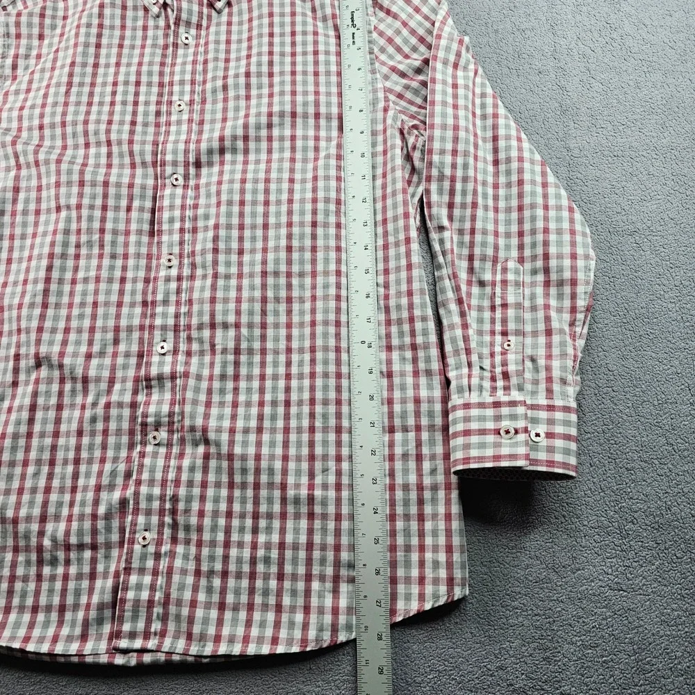 Nick Graham Dress Shirt Men's L Red Gray Gingham Modern Fit Collared Button Down